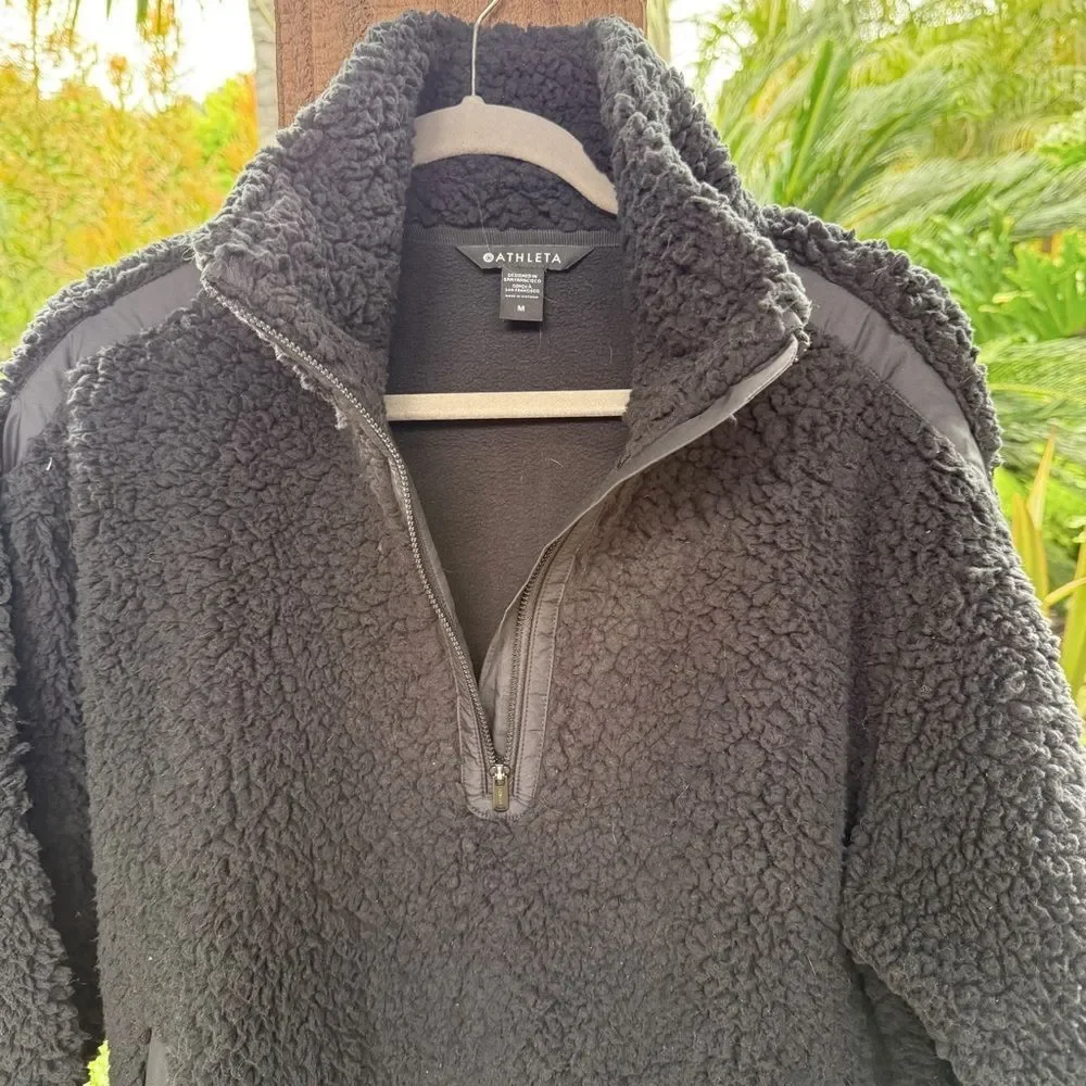 ATHLETA black half zip thick fleece pullover with pockets - Picture 4 of 7